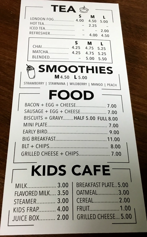 Tea Smoothies Spotted Cow Lunch Menu